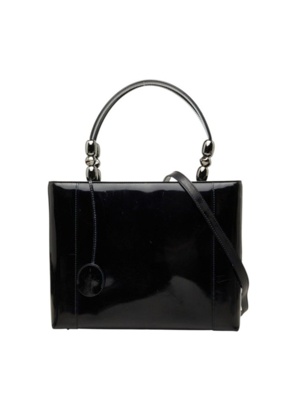 Dior Malice Pearl 2-Way Shoulder Bag Navy Patent Leather